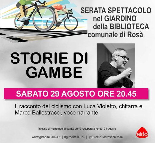 STORIE DI GAMBE - il racconto del ciclismo con Luca Violetto chitarra e Marco Ballestracci voce narrante  